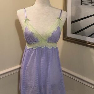 Betsey Johnson Purple and Light Green Lace Chemise